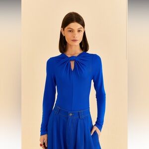 NWT FARM Rio Tie Front Bodysuit- Vivid Blue